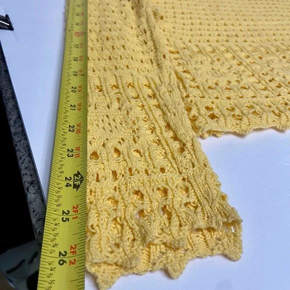 Women’s Crochet Yellow Long Sleeve Top Boho Beach Hippie Festival Fairy Y2K Sz M - Picture 16 of 16